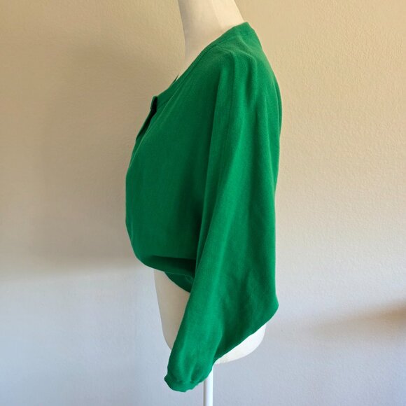 CAbi Piccolo Shrug Style Cropped Cardigan Sweater Green Navy Cotton Size XL - Picture 5 of 10